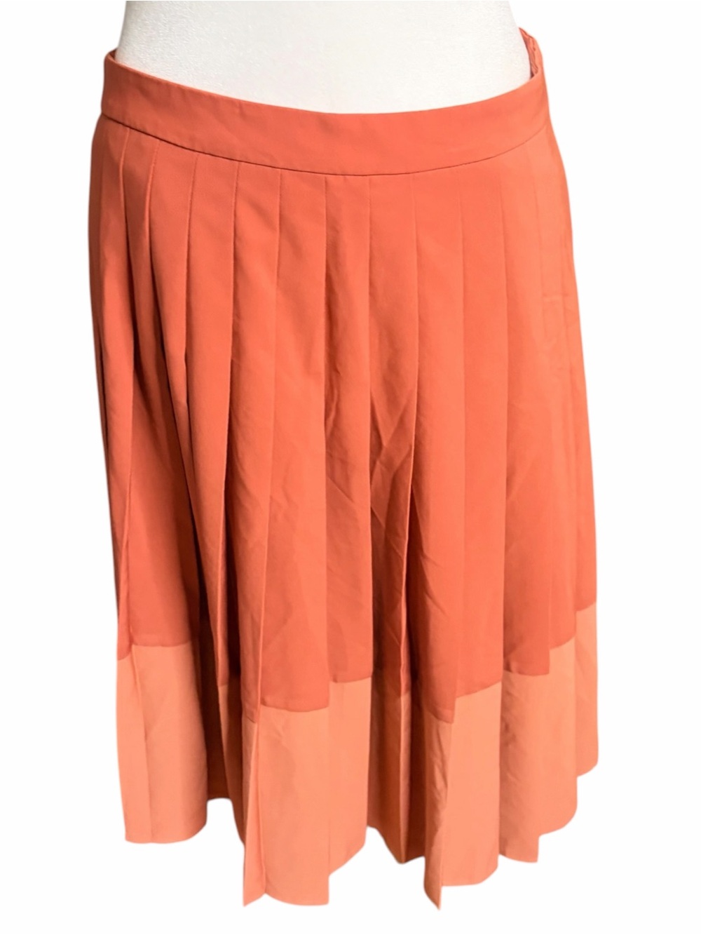 LOFT Two-Tone Pleated Midi Skirt - Coral